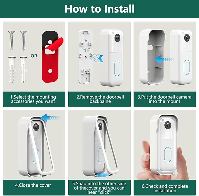 All-new Blink Doorbell Mount,Compatible with Blink Video Doorbell Camera(2nd Gen),No drilling Blink Mount Bracket,Easy to Install for Blink Doorbell Security System(Blink Doorbell Not Included),White