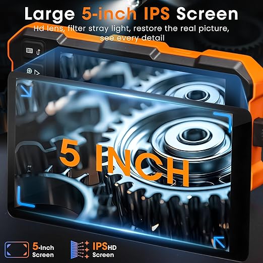 Epicmate Triple Lens Sewer Inspection Camera-Snake Camera with Light 16.5 ft, 5" IPS Screen Endoscope with Lights 1080P Industrial Borescope, IP67 Waterproof Drain Pipe Drain Snake with 32G Card