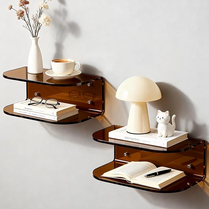 Acrylic Floating Nightstand, Wall Mounted Bedside Table Shelf by AcrylicTable