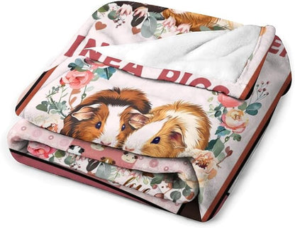 Guinea Pig Blanket Cute Pink Animal Print Throw Blankets for Couch Sofa Bed Stuff Decor Lightweight Soft Cozy Fleece Plush Flannel for Baby Girls Boys Kids Women Adults Lover 40"x50"
