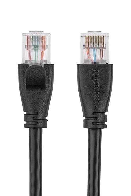 Amazon Basics RJ45 Cat 6 Ethernet Patch Cable, 1Gpbs Transfer Speed, Gold-Plated Connectors, 25 Foot - 10-Pack, Black