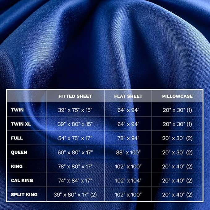 LUXOME Luxury Sheet Set | 100% Rayon (Viscose) from Bamboo | Queen Size - Sapphire | Deep Pockets | 4-Piece Set (Fitted, Flat, 2 Pillowcases)