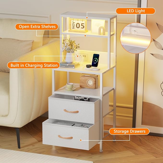 White Nightstand, Tall Night Stand - Image 5