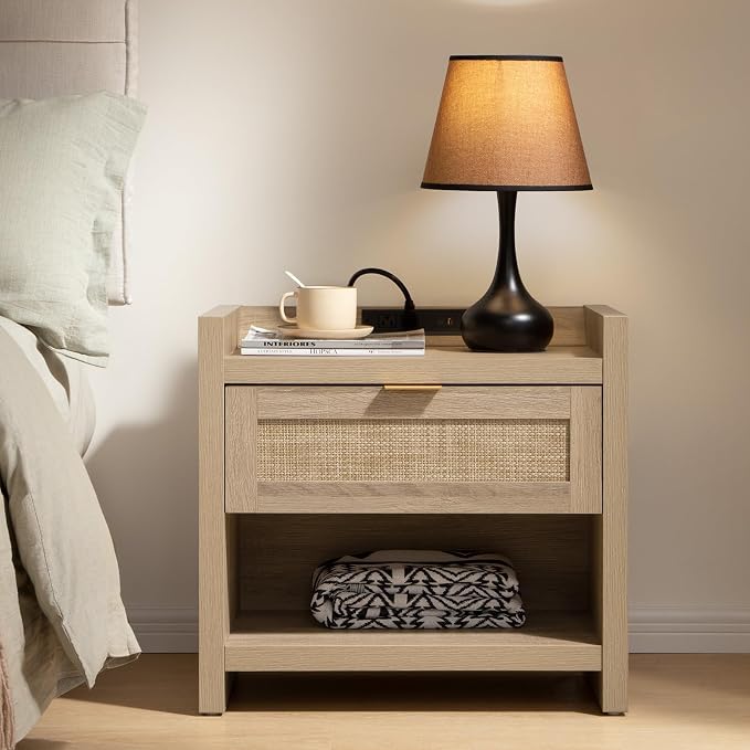 SICOTAS Rattan Night Stand Bedside Table - Image 6