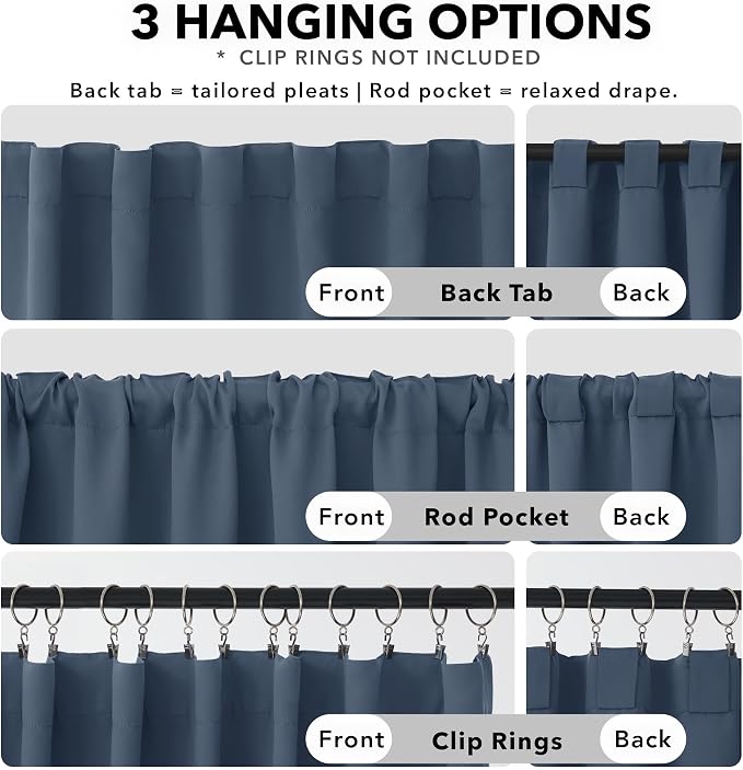 Deconovo Blackout Curtains for Bedroom, Living Room Curtains 63 Inches Long | - Image 2