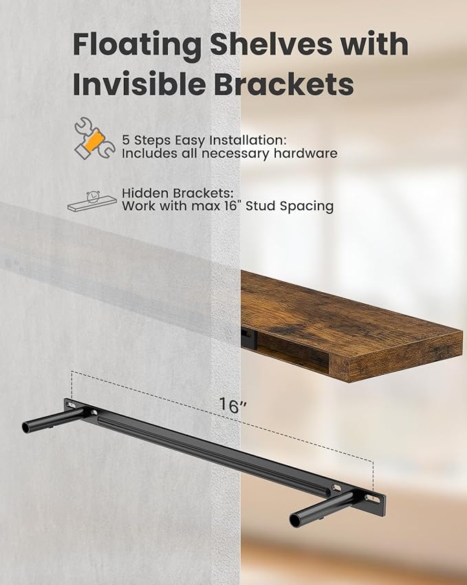 Amada 23.6" Floating Shelves for Wall Decor & Storage, Living Room, 22 lbs - Image 7