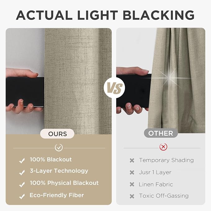 Joydeco Blackout Curtains 72 Inches Long 2 Panels Burg, Room Darkening Curtains - Image 6