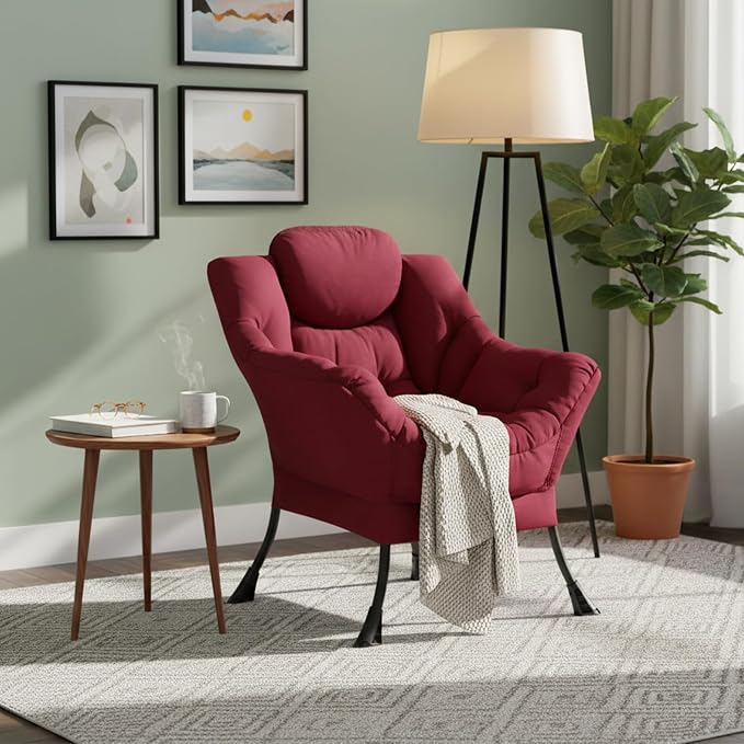 Welnow Burgundy Single Lazy Chair - Image 2