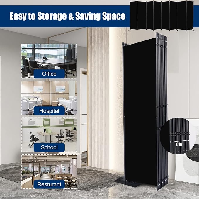 Room Divider 8 Panel-176''Wide, 6FT Room Dividers and Folding Privacy Screen | - Image 4