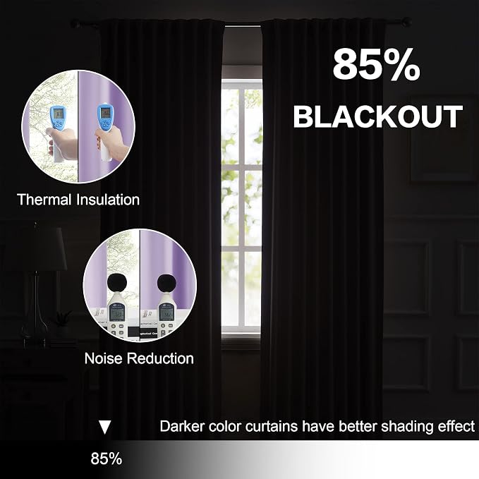 Lavender Curtains Room Darkening，Rod Pocket and Back Tab Thermal Insulated - Image 6