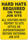 Brimar - 10" x 14" - Hard Hats Required on Job Site Sign - .055″ Polyethylene Plastic - Bold Text - Easy Installation