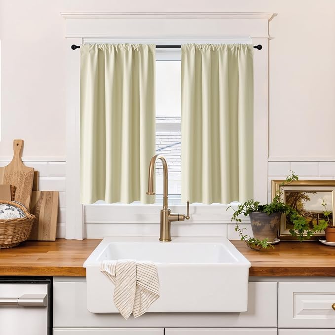 RYB HOME 100% Blackout Basement Curtains 36 inches Long, Heat & UV Blocking | by RYBHOME