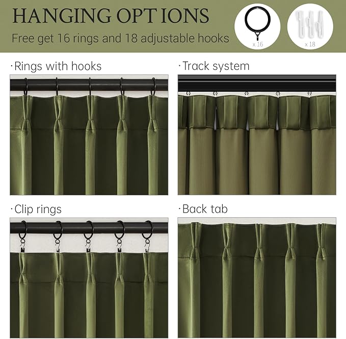 108 inches Long Green Velvet Blackout Curtains 2 Panels - Image 5