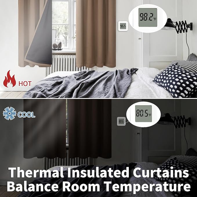 BGment Taupe 100% Blackout Curtains - Image 4