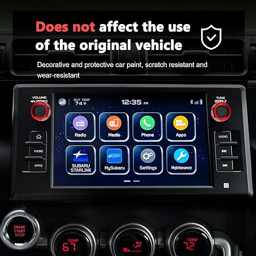 Auovo Audio Knob Cover Compatible with Subaru BRZ 2022-2026 for Toyota GR86 2022-2024 2025 2026 Interior Accessories Radio Knob Switch Rings (Audio Volume Button Ring-2PCS, Red)