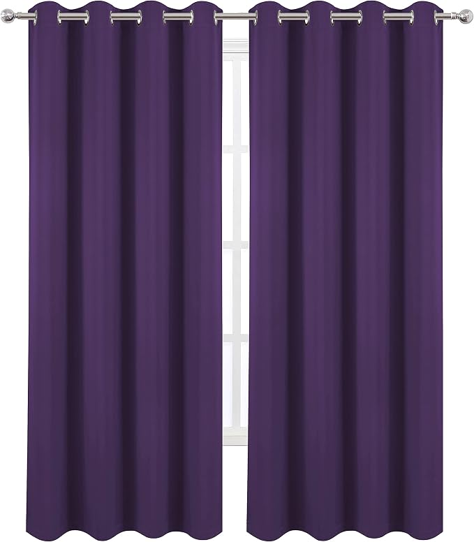 100% Blackout Curtains 52 x 95 Inch/Purple Curtains 2 Panels - Image 2