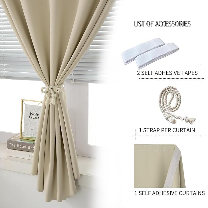 Portable Light Blocking Curtains Self Stick Design Removable Adhesive Window - Image 2