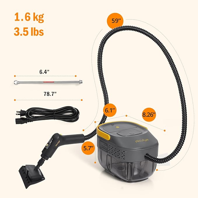 Aculya Life Handheld Steam Cleaner for Home, 1.69QT Portable Temperature Steamer Cleaning for Furniture, Kitchen, Grease, Car, Carpet, Grout