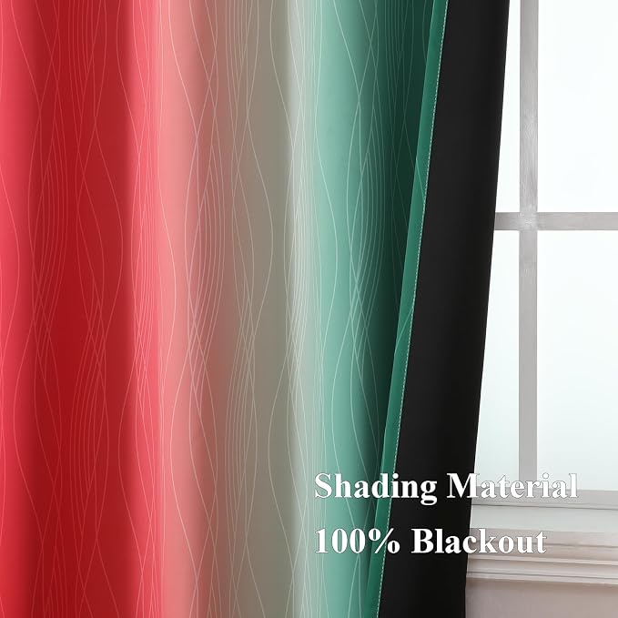 Red and Green Ombre Blackout Curtains 52Wx96L 2 Panels | Ombre Christmas - Image 5