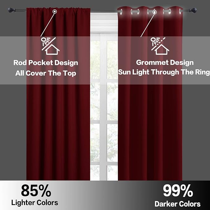 RYB HOME Cafe Blackout Curtains 24 inch Length, RV Camper Window Curtains | - Image 3
