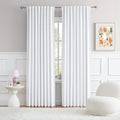 White Room Darkening Curtains W52 x L63 Inches Long 2 Panels | Half Blackout by DUALIFE