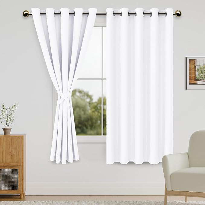 DWCN White Room Darkening Curtains 63 inch Long by DWCN