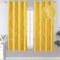 Yellow Blackout Curtains for Bedroom, Room Darkening Gold Palm Tree Pattern by ESTELARTEXTILER