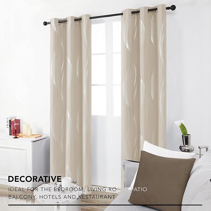 Deconovo Curtains for Living Room, Pattern Blackout Curtains 84 Inches Long | - Image 3