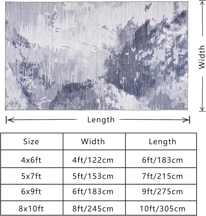 Ompaa Living Room Rug 5x7 Light Grey Area Rug Machine Washable Boho Rug Non - Image 2