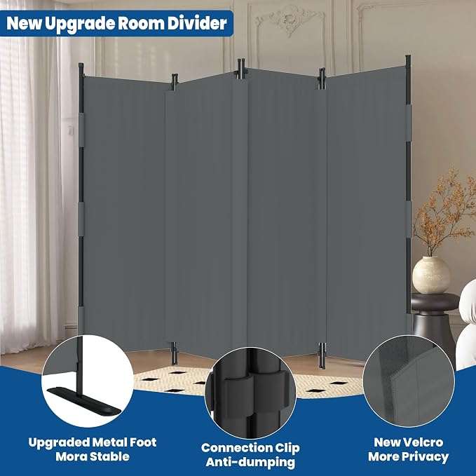 Room Divider 4 Panel Folding Privacy Screen, Portable Small Room Dividers - Image 4