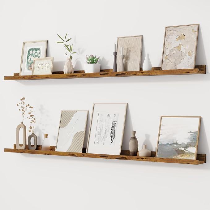 Fun Memories Picture Ledge Shelf, 48 Inch Floating Shelves Set of 2, Large by FunMemories