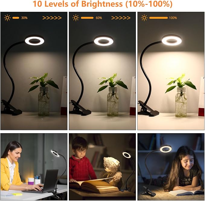Woputne Desk Lamps Clip on Reading Light - Image 3