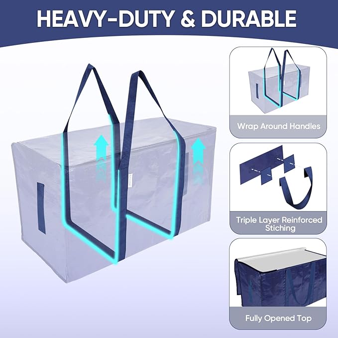TICONN 4 Pack Extra Large Moving Bags Heavy Duty - Image 3