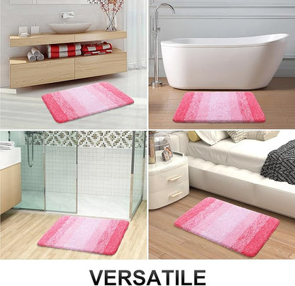 OLANLY Bathroom Runner Rugs 44x24, Extra Soft Absorbent Microfiber Bath Rugs, Rubber Backing, Quick Dry, Machine Washable Bath Mats for Bathroom Floor, Tub and Shower, Home Decor Accessories, Pink