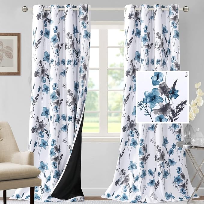 H.VERSAILTEX 100% Blackout Curtains 108 inch Length 2 Panels Set Cattleya by HVERSAILTEX
