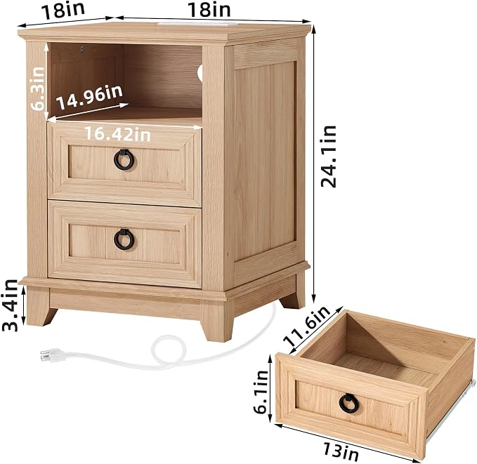 Joaxswe 18" Farmhouse Night Stand Set 2 - Image 2