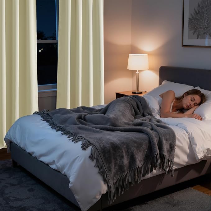 RYB HOME Bedroom Blackout Curtains 80 inches Long, 100% Blackout | Thermal - Image 5