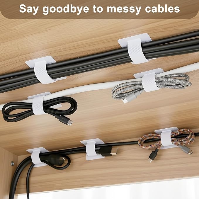 100 Pcs Cable Management Under Desk, Hook and Loop Cable Straps, Residue-Free - Image 3