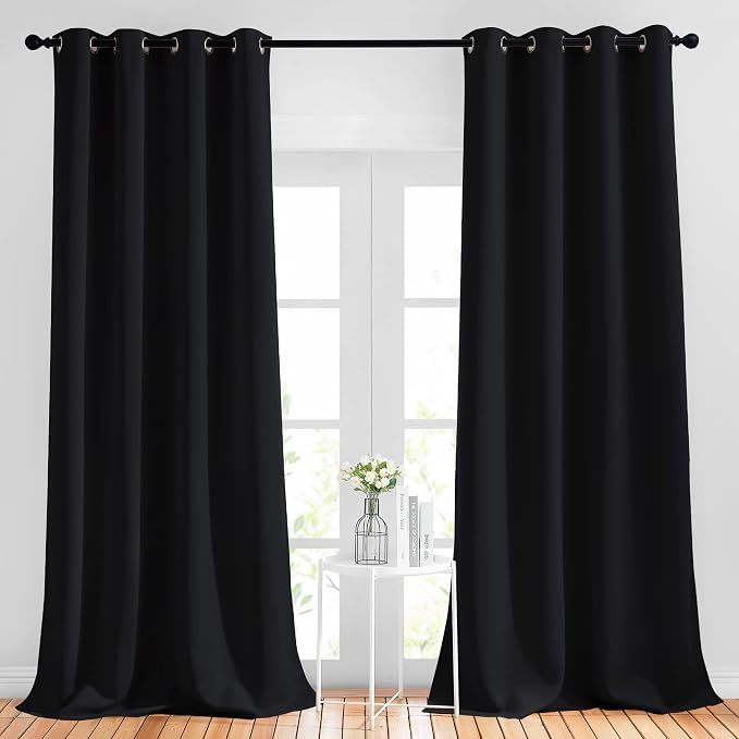 NICETOWN Blackout Black Curtains & Drapes 90 inches Long by NICETOWN