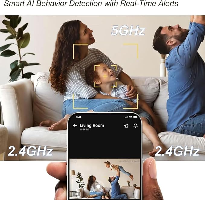 GBIUT Indoor Security Camera, 5G & 2.4GHz Dog/Puppy/Pet WiFi Security Camera with Phone App, 360° Pan/Tilt Home Cameras Indoor, Smart AI Auto Tracking & Night Vision, US Cloud Storage (2Pack)