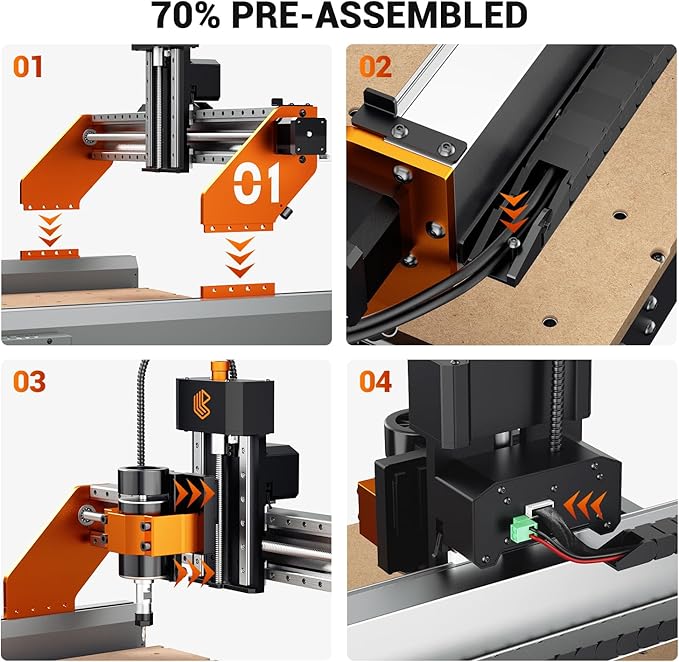 Artsian 01 CNC Router Machine 300W Spindle Power, 0.01mm Precision, 4-Axis Intelligent Controller, 420×420mm Workspace, Aluminum, Brass, Wood, Plastic, PCB Professional Desktop CNC Engraver