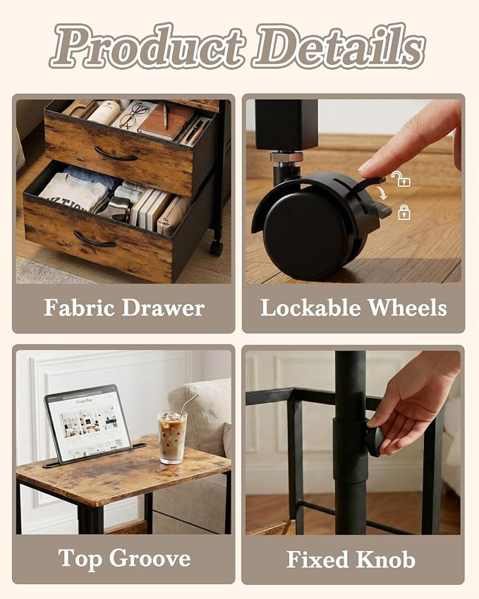 Faesun Swivel Lift Top Nightstand - Image 5