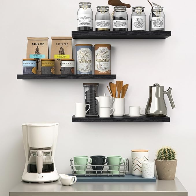 BAYKA Black Floating Shelves 22.5in, Wall Mounted - Image 4