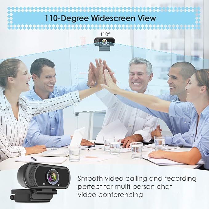 ToLuLu 1080P Webcam with Microphone, HD Webcam Web Camera with Tripod Stand, Widescreen USB Computer Camera, Streaming Mic Web cam for Online Calling/Conferencing,Facetime/YouTube Desktop Laptop PC