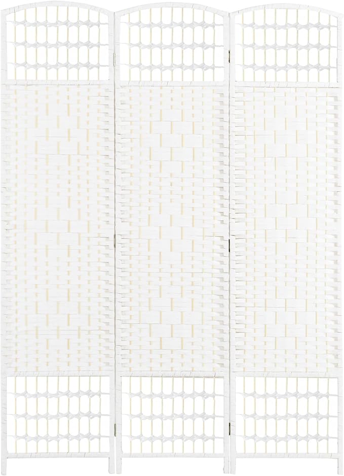 HOMCOM 3 Panel Room Divider, Folding Privacy Screen, Wave Fiber Freestanding by HOMCOM