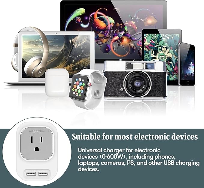 Mapambo Voltage Converter US to Europe Travel: International Universal Travel Adapter with Fast Charging 2 USB-A 2 USB-C Port Worldwide Power Converters Plug Combo for Spain Italy (White)