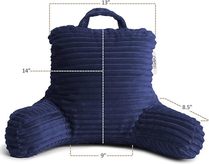 Nestl Reading Pillow for Kids & Teens with Shredded Memory Foam, Luxe Cut Plush Backrest Pillows for Reading and Gaming, for use on Couch, Bed, Floor, Adjustable Support with Washable Cover Navy Blue
