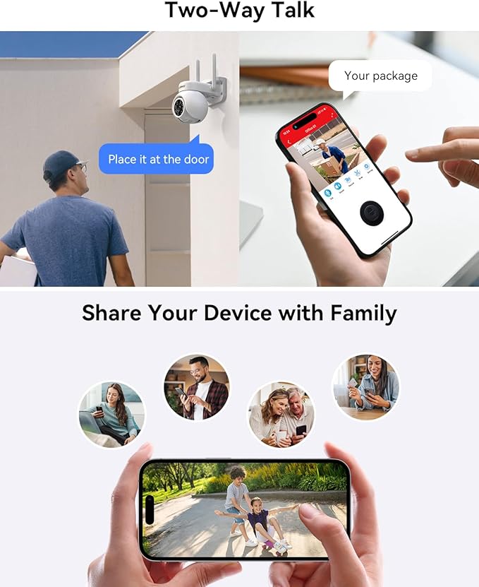 VORGUT Wireless Security Camera System with 10" LCD Monitor, 2PCS 3MP PTZ Outdoor Camera for Home Surveillance, 10CH NVR with 500G HDD,Auto Tracking,Human Detection,Color Night Vision,No Monthly Fee