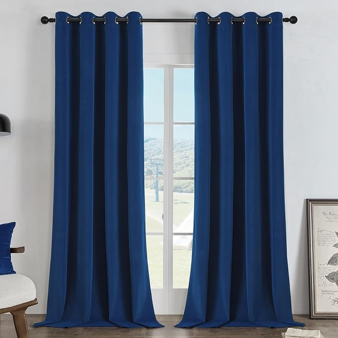 Joydeco 100% Blackout Curtains Velvet Black Out Curtain 90 Inch Drapes | by JOYDECO