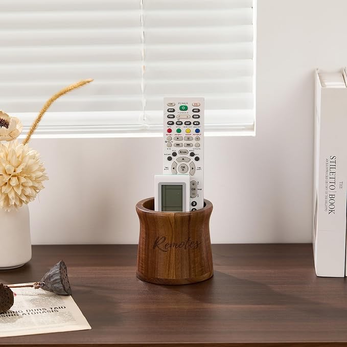 Acacia Wood Small Remote Control Holder, Organizer - Image 8